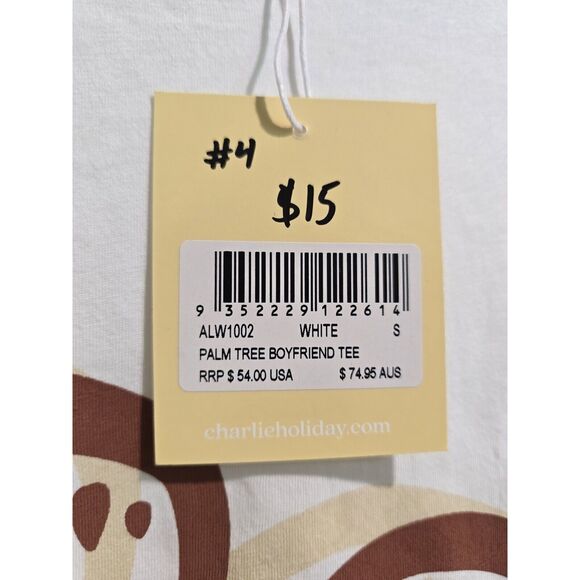 Charlie Holiday Palm‎ Boyfriend Tee Size S US 4 Oversized NWT - Picture 8 of 9